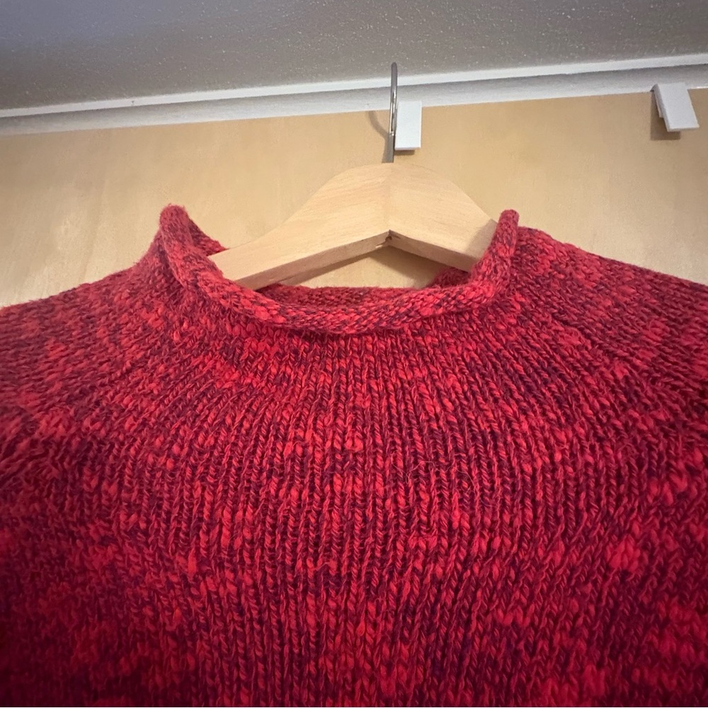 L.L.BEAN Cotton Roll Neck Sweater Red Maryl Sz M - Picture 2 of 8